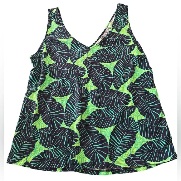 Lilly Pulitzer Under the Palms Gigi Tank Top Navy Lime Tropical Woman SZ XL EUC - Picture 1 of 10